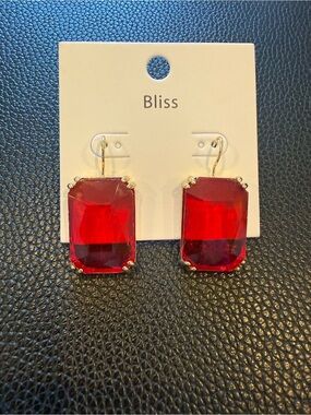 Bliss Bold Red Octagon Drop Earrings